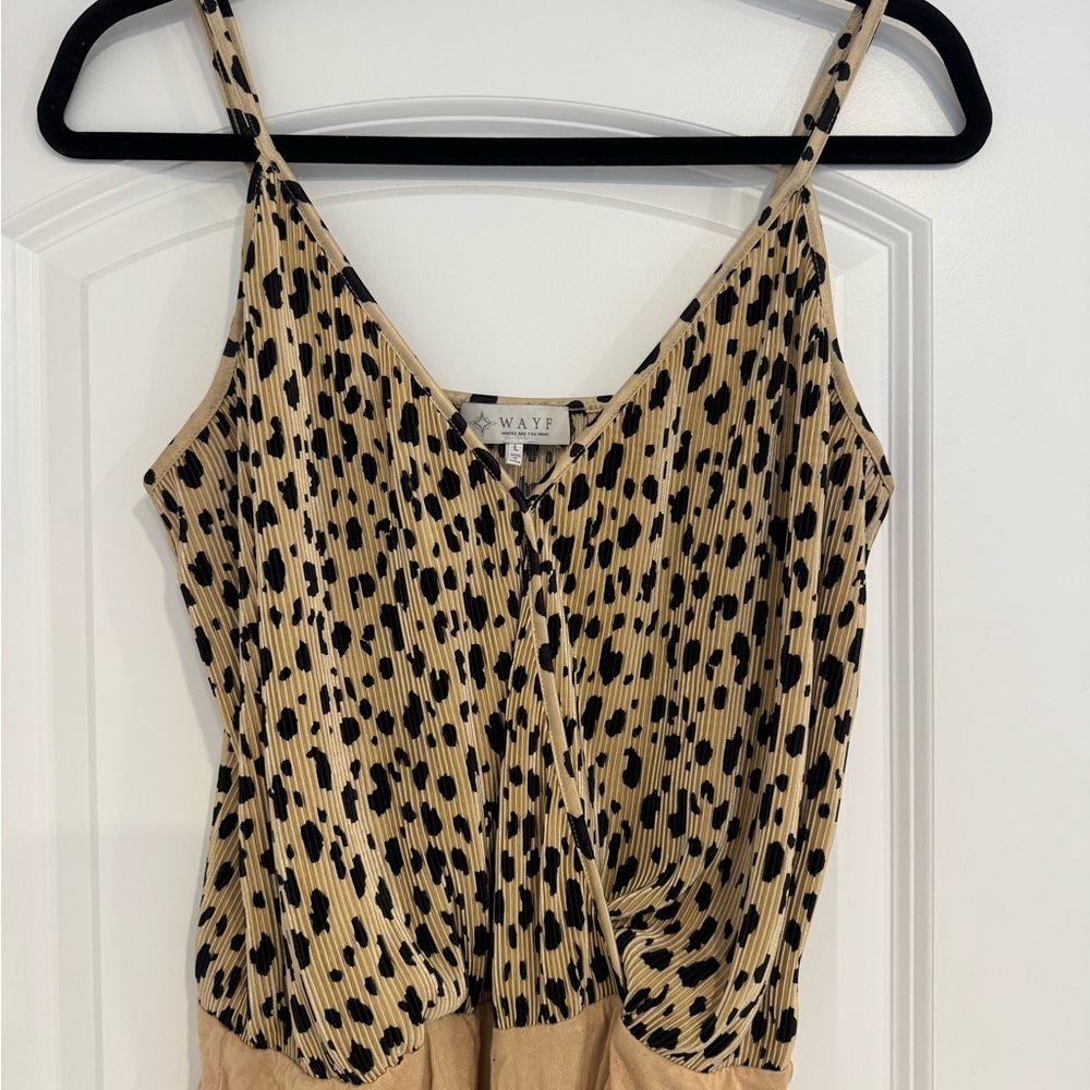 WAYF Women's Black and Tan Spotted Bodysuit L